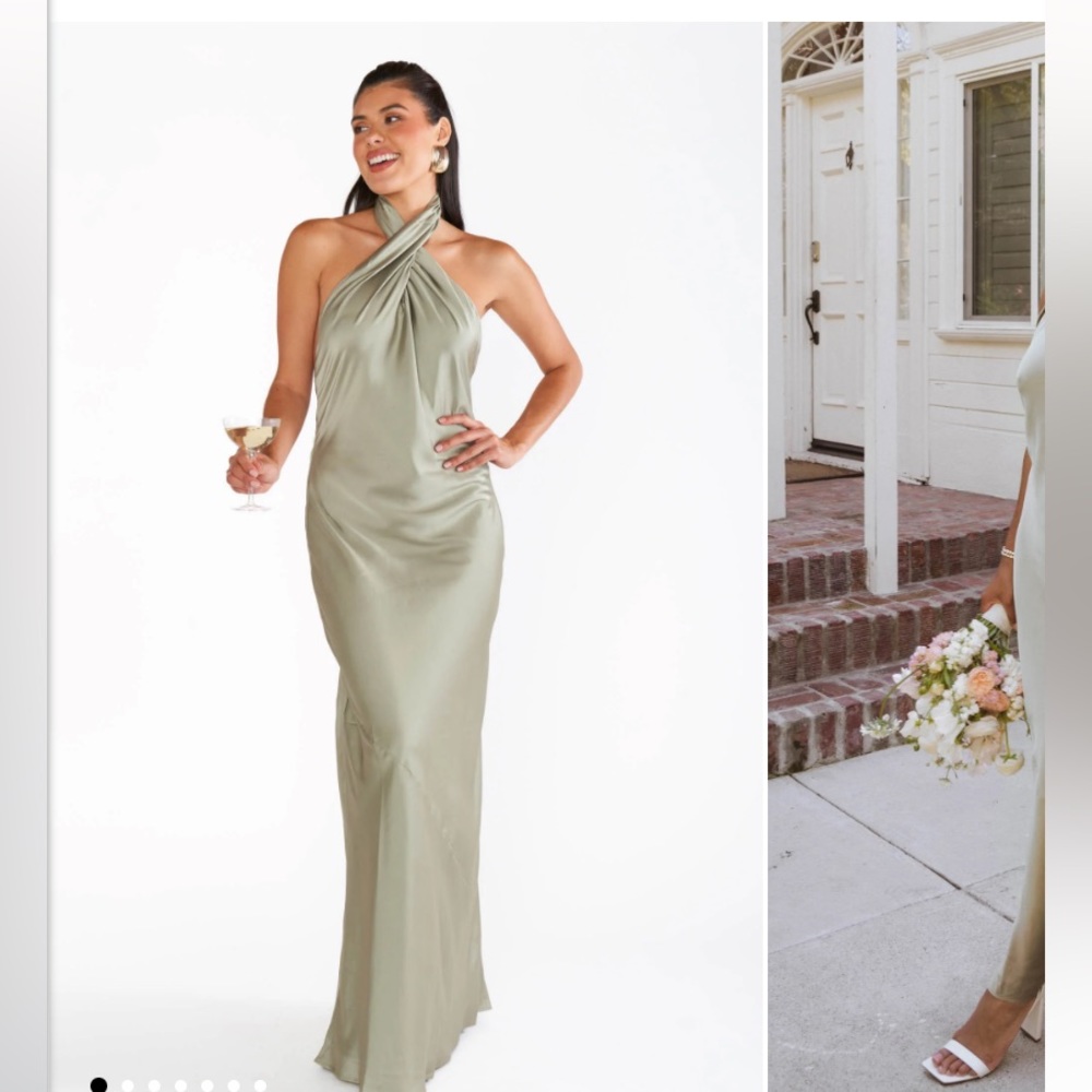 Show me your MuMu Jasmine Halter Maxi Dress ~ Moss Green Luxe Satin XS